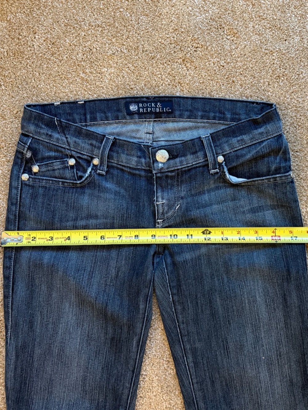 Rock & Republic Jagger Low Rise Skinny Jeans Sz 26 Dark Wash Embroidered Pockets - Picture 13 of 16